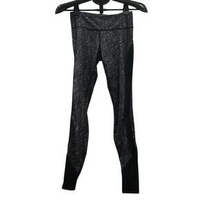 Lululemon Women's size 4 Black Speckled Leggings with Mesh Cut Outs